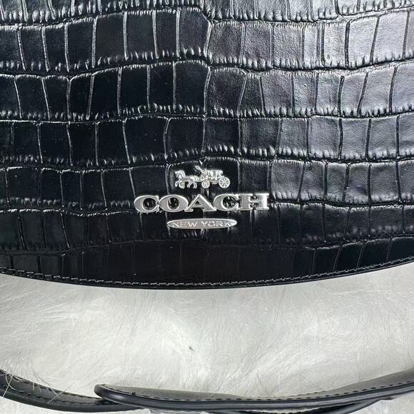 Coach Andrea Shoulder Bag In Crocodile-embossed Leather Black CT770 NWT - Picture 7 of 10